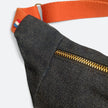 Sac banane JUP-ON jeans recycle avec sangle orange brique et petit drapeau tricolore