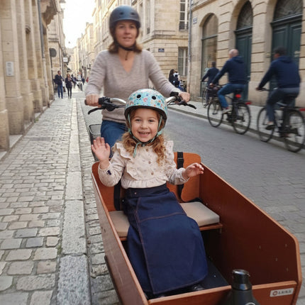 Modèle tablier imperméable enfant pour vélo cargo